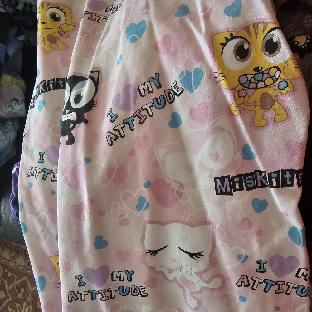 SKITS Pink Heart & Cat Print Scrub Top Size 2x